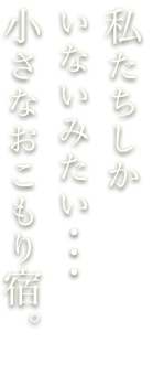 私たちしかいないみたい・・・小さなおこもり宿。